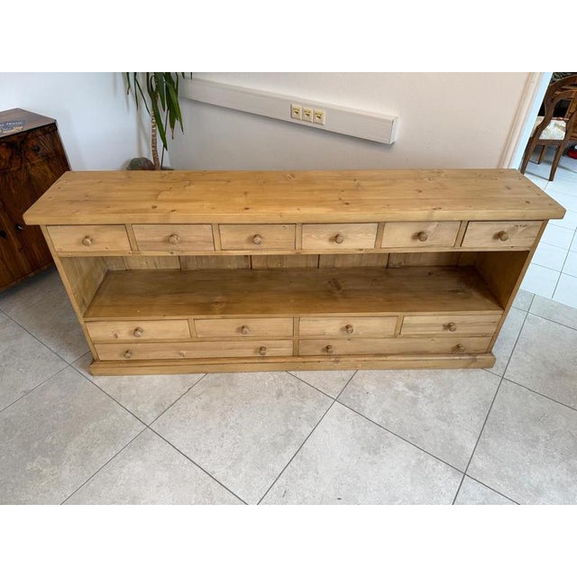 Rustic 12-Drawer Sideboard in Softwood For Sale - Image 13 of 14