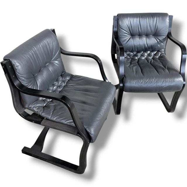 Vintage Lounge Chairs with Black Stained Frames from Esko Pajamies, Set of 2 For Sale - Image 5 of 8
