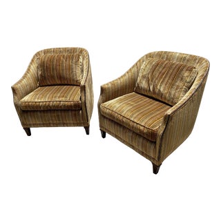 Tomlinson's Curved Velvet Sophisticate Line Chairs - a Pair For Sale