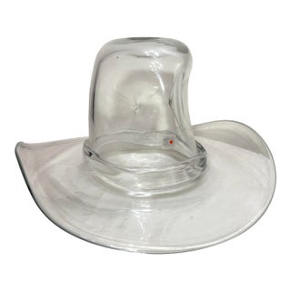 1960s Large Lifesize Blenko Hand Blown Art Studio Glass Cowboy Hat Sculpture Vase For Sale