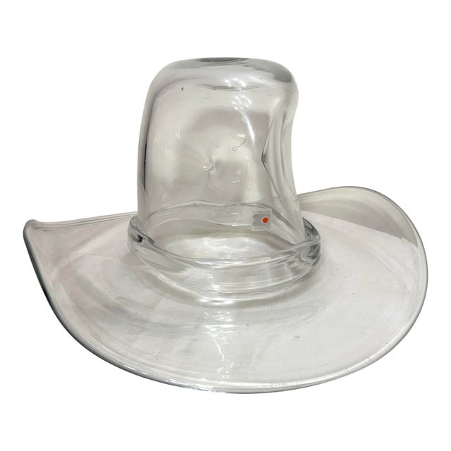 1960s Large Lifesize Blenko Hand Blown Art Studio Glass Cowboy Hat Sculpture Vase For Sale