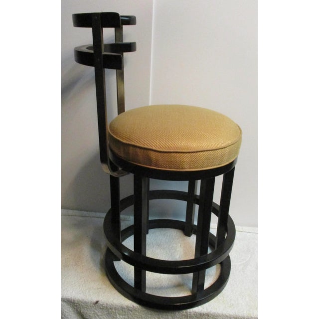 Terrific high-style art deco frame with stainless steel back supports. Black enamel finish on circular profile seat. The...