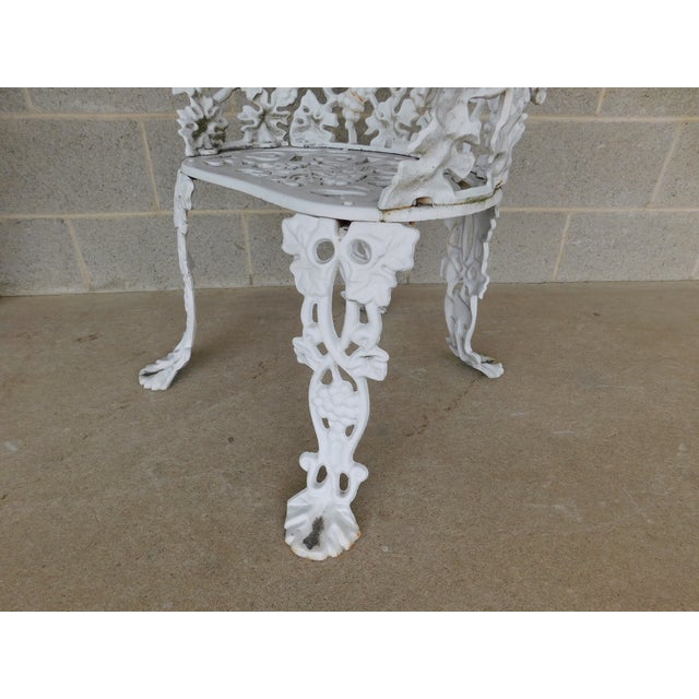 Vintage Grape Vine Pattern Cast Iron 3 Pc Garden Chair Set For Sale - Image 13 of 18