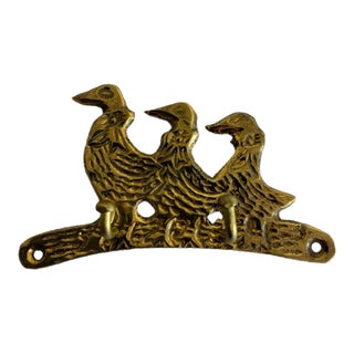 Vintage Brass Three Ducks Wall Hook For Sale