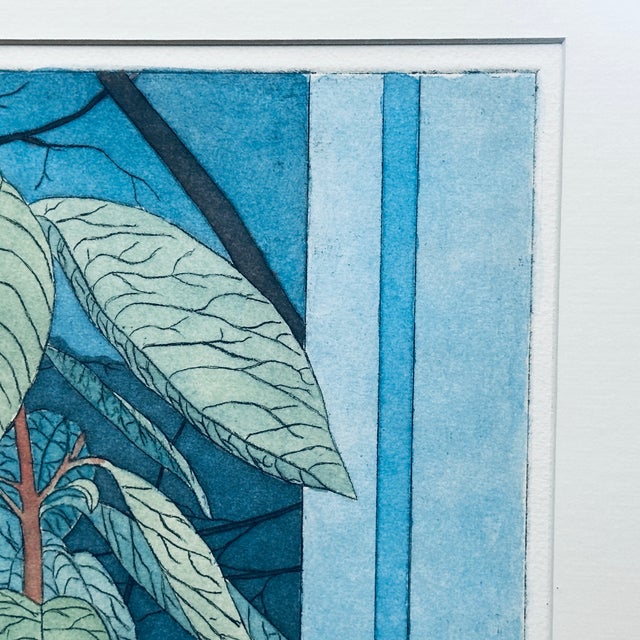 Printmaking Materials Vintage Botanical Potted Houseplants Signed Lithograph For Sale - Image 7 of 10