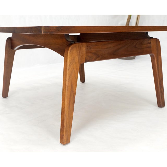 Mid-Century Modern Square Walnut Mid Century Modern "Floating" Top Coffee Center Table Risom Style For Sale - Image 3 of 12
