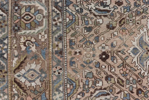 Square Antique Persian Bakhtiari Rug With Central Medallion Design Rugs