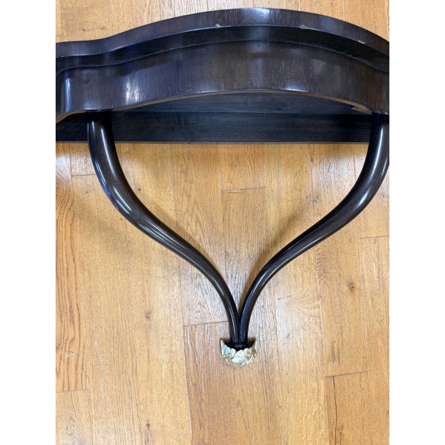 Black Lacquered Wall Mounted Demilune Console Table Wall Bracket Attr. Guglielmo Ulrich For Sale In New York - Image 6 of 9