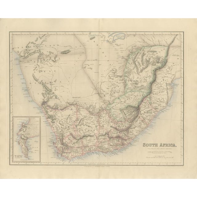 Antique Map of South Africa with the Peninsula of the Cape Inset, 1860 For Sale - Image 3 of 8
