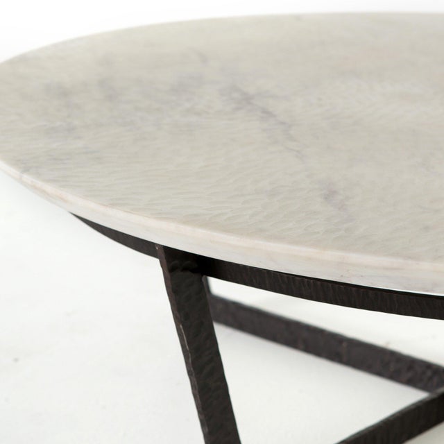 Metal Four Hands Felix Round Coffee Table - Sandblasted White Marble For Sale - Image 7 of 12