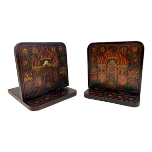 Antique Wooden Bookends- a Pair