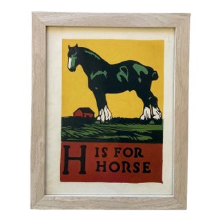 H Is for Horse - Cb Falls - Original Woodblock From Abc Book 1923 For Sale