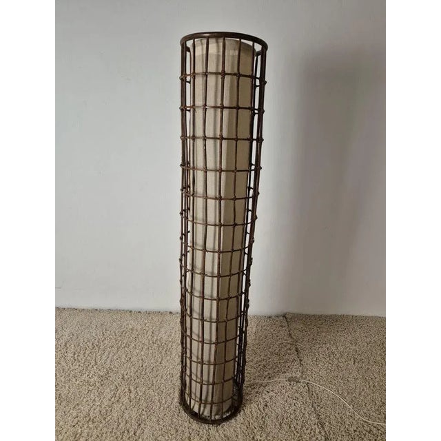 Rattan and Fabric Floor Lamp, 1950s, in Very Good conditions. Designed 1950 to 1959 European Plug (up to 250V).The wiring...