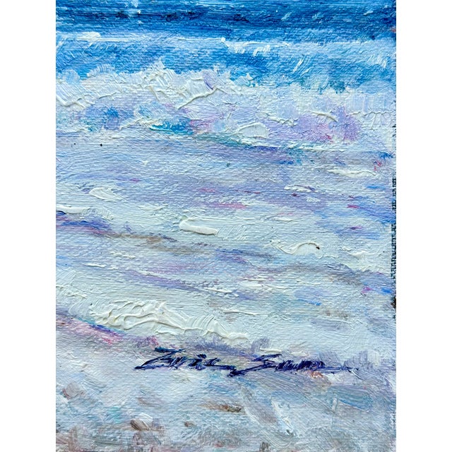 Soft Surf Waves – Original Coastal Oil Painting on Unstretched Canvas by Ericson (8" X 10") For Sale - Image 4 of 4