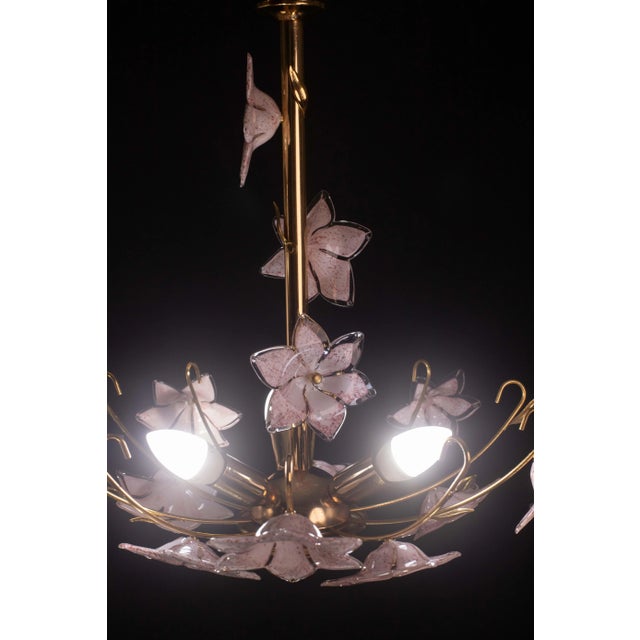 Murano Chandelier Pink Flowers, 1970 For Sale - Image 11 of 11