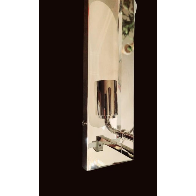 Metal Visual Comfort for Kate Spade Castle Peak Frosted Glass 1 Light Bathroom Vanity Faceted Sconce Light Fixture For Sale - Image 7 of 11