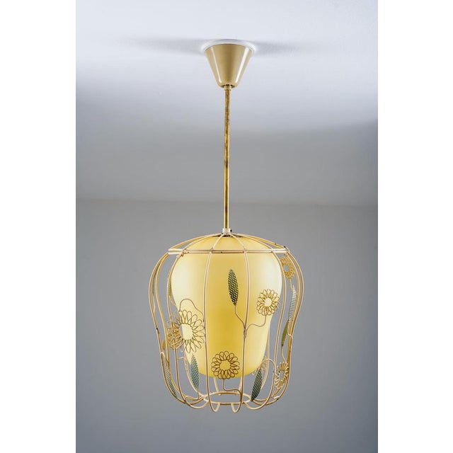 Ceiling Light in Brass and Glass by Gunnar Eklöf for Corona, 1940s For Sale - Image 3 of 18