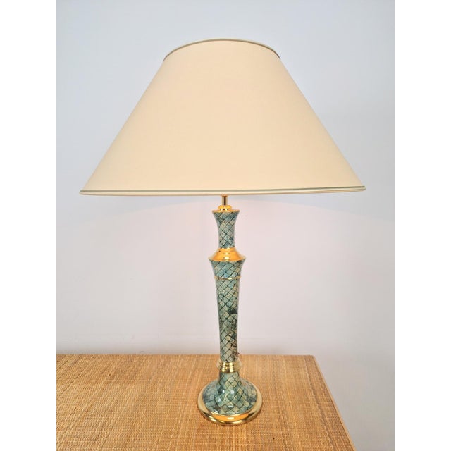 Green Regency Glazed Ceramic Table Lamp, Italy, 1970s For Sale - Image 8 of 8