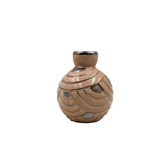 1930s Art Deco Pink & Silver Ceramic Vase, Italy, 1930s For Sale - Image 5 of 12