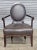 Store Item: Oval X-Back Arm Chair Barbara Barry for Baker Furniture Brown Leather Fabric Description: Chair feature a...