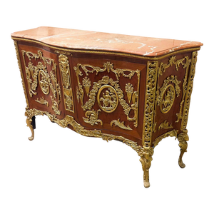 Baroque Style Bronze Marble Topped Commode