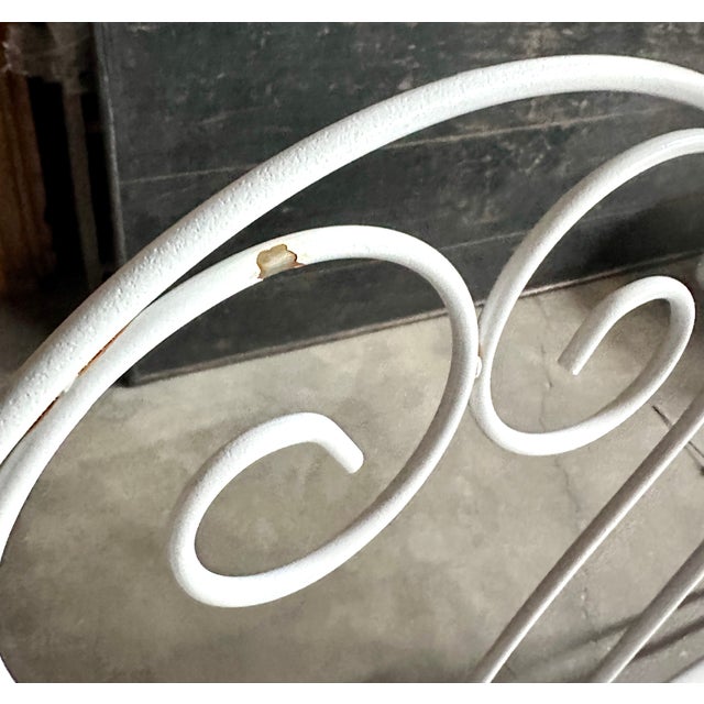 Metal Mid 20th Century Painted Wrought Iron Scrolled Garden Benches, a Pair For Sale - Image 7 of 16