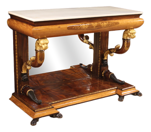 Spanish Inlaid Console with Marble Top, 1860