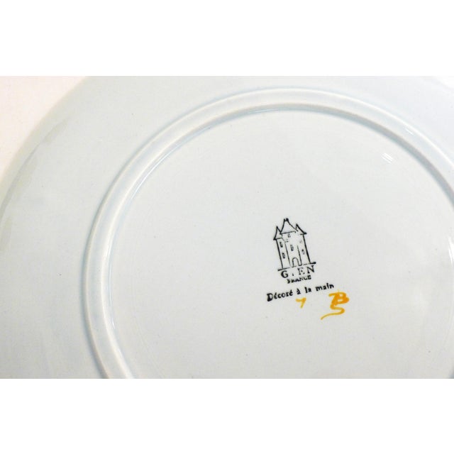 White Plate with Hand-Painted Bird Decoration from Gien, France, 1960s For Sale - Image 8 of 8