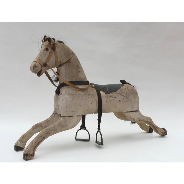 C 1900 Antique Wooden Windsor Grey Painted Hobby Horse - For Sale - Image 4 of 13
