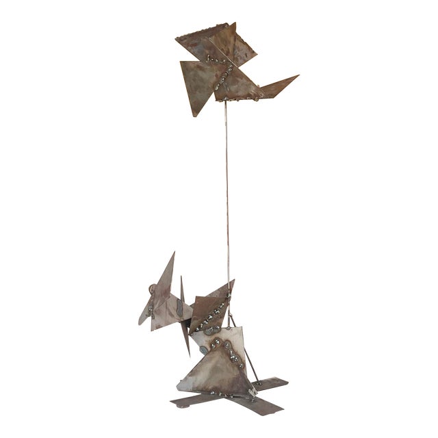Contemporary Abstract Welded Steel Kinetic Sculpture For Sale