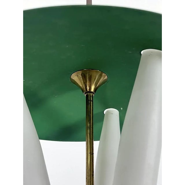 Mid-Century Green Three Opaline Glasses Lantern, Italy, 1950s For Sale - Image 4 of 11