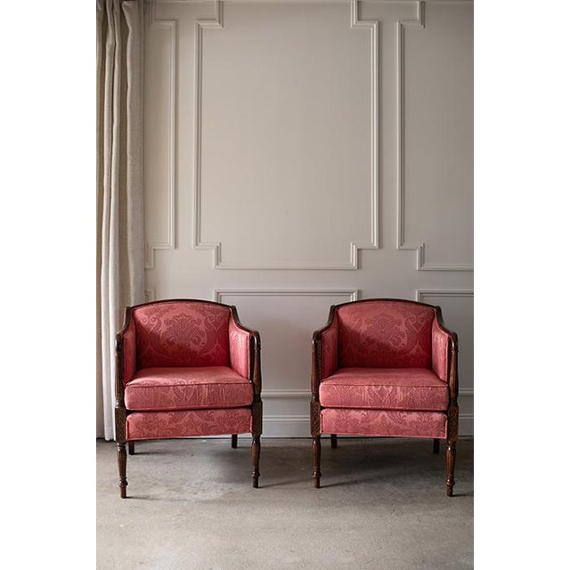 Late 20th Century Louis XVI Pink Bergère Chairs by Woodmark Originals - A Pair For Sale - Image 4 of 18