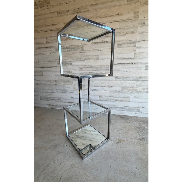 Mid 20th Century Geometric Chrome Etagere For Sale - Image 5 of 12