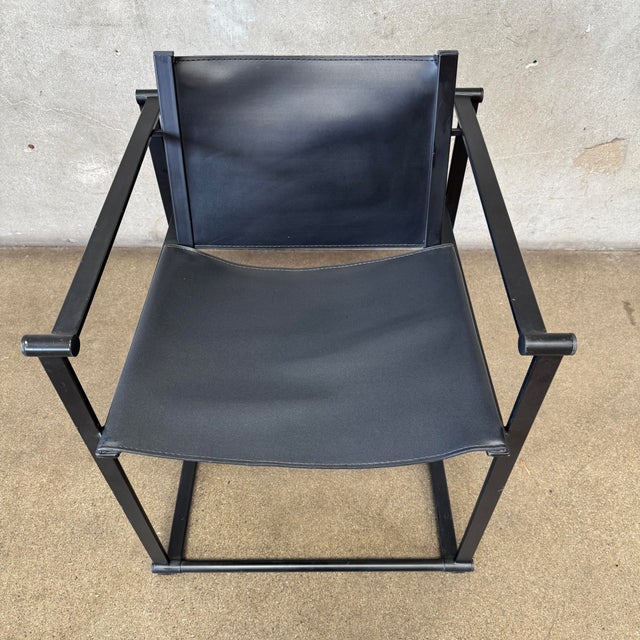 Postmodern Post Modern Black Leather and Metal Armchair #5 by Radbound Van Beekum for Pastoe For Sale - Image 3 of 12