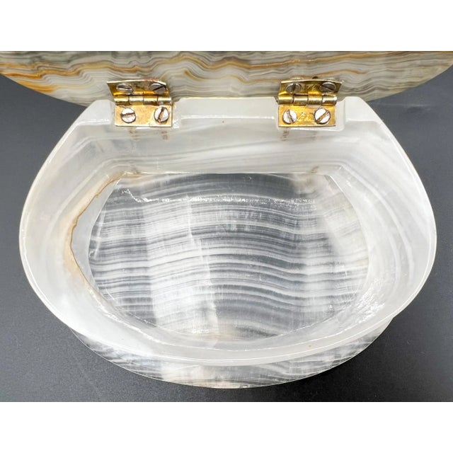 Vintage Gray and White Onyx Marble Shell Box For Sale - Image 9 of 12