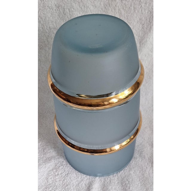 Art Deco Glass Vase with Blue Glass and Gold-Colored Stripes, 1930s For Sale - Image 4 of 5