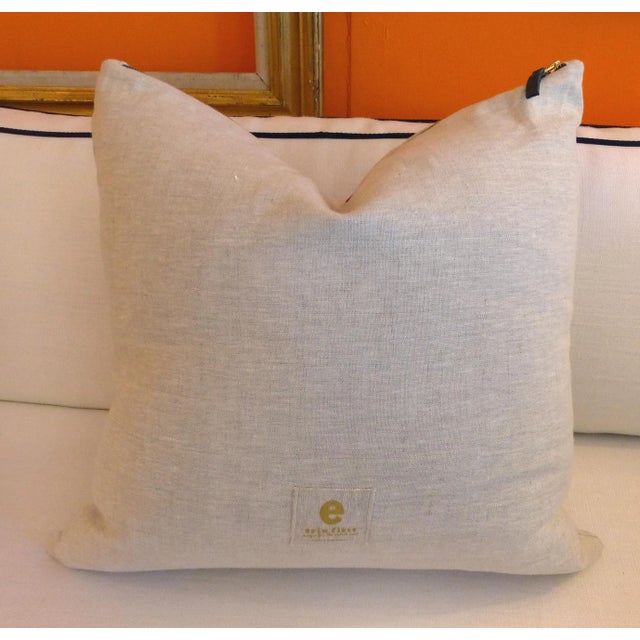 Heavy Linen Hand Made Pink Polka Dot Pillow For Sale - Image 4 of 6