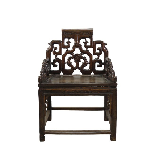 A Pair Antique Chinese Rosewood Arm Chairs For Sale - Image 4 of 12