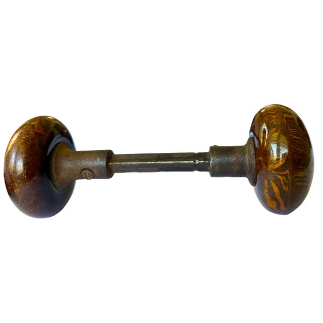 Farmhouse Antique Bennington Ceramic Door Knobs – A Pair (C. 19th Century) For Sale - Image 3 of 6