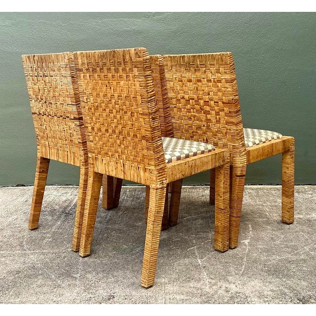 Vintage Woven Rattan Dining Chairs - Set of 4 For Sale - Image 9 of 10