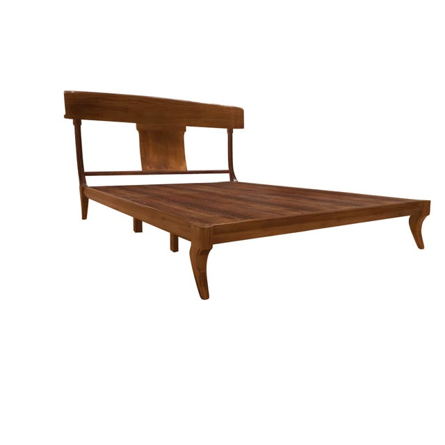 Mid Century Modern Klismos Style Walnut Queen Bedframe For Sale - Image 4 of 5