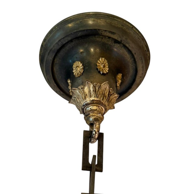 Art Nouveau Early 20th Century Art Nouveau Regency Chandelier With Crystals For Sale - Image 3 of 10