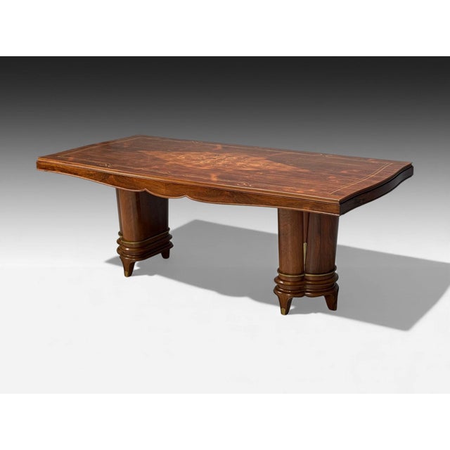 Jules Leleu, French Art Deco, Rosewood, Abalone, Rare Dining Table, France, 1930s For Sale - Image 4 of 18