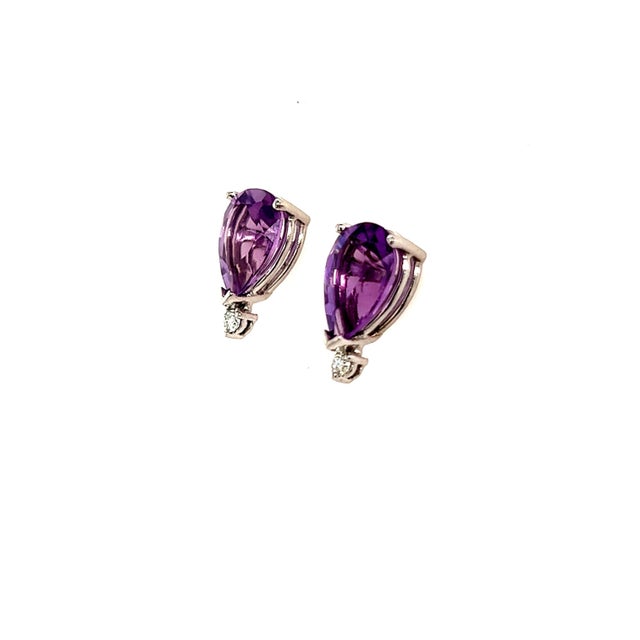 Natural Amethyst Diamond Earrings 14k Gold 3.71 TCW Certified For Sale In New York - Image 6 of 11