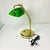 1970s Vintage Art Deco Arts & Crafts Emeraldite Bottle Green Glass Shade Brass Bankers Desk Lamp For Sale - Image 10 of 16
