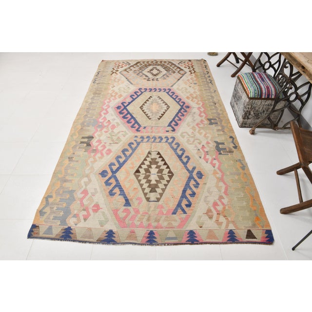Turkish Wool Kilim Rug, 1960s For Sale - Image 3 of 12
