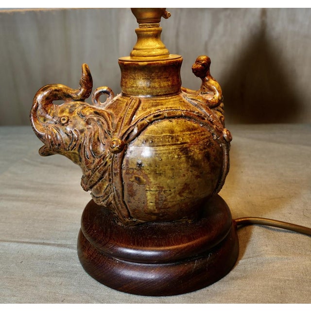 1950s Ceramic Elephant with Rider Table Lamp, 1950s For Sale - Image 5 of 8