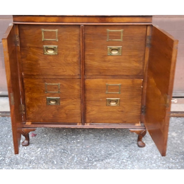 Early 20th century George III Style Walnut Double Looking Door Filing Side Cabinet For Sale - Image 13 of 16
