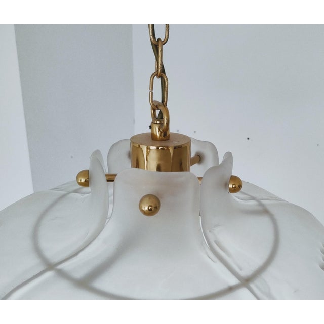 Mid-Century Modern Brass and Frosted Glass Pendant from Hillebrand Leuchten, Germany, 1970s For Sale - Image 4 of 18