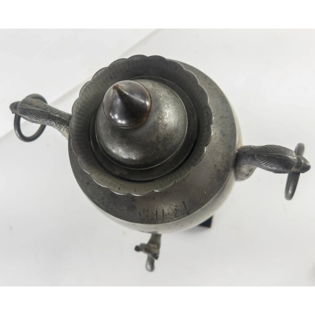 19th Century English Regency Egyptian Revival Pewter Hot Water Urn For Sale - Image 11 of 12